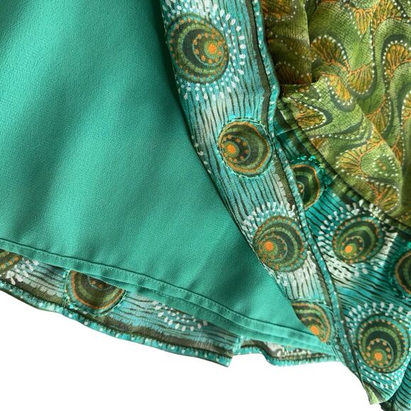 Coldwater Creek Silk Maxi Skirt Size S Green Sequin Forest Fairy Goblin Boho Y2K - Picture 5 of 8